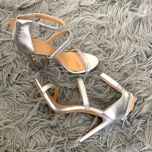Express metallic silver high heels